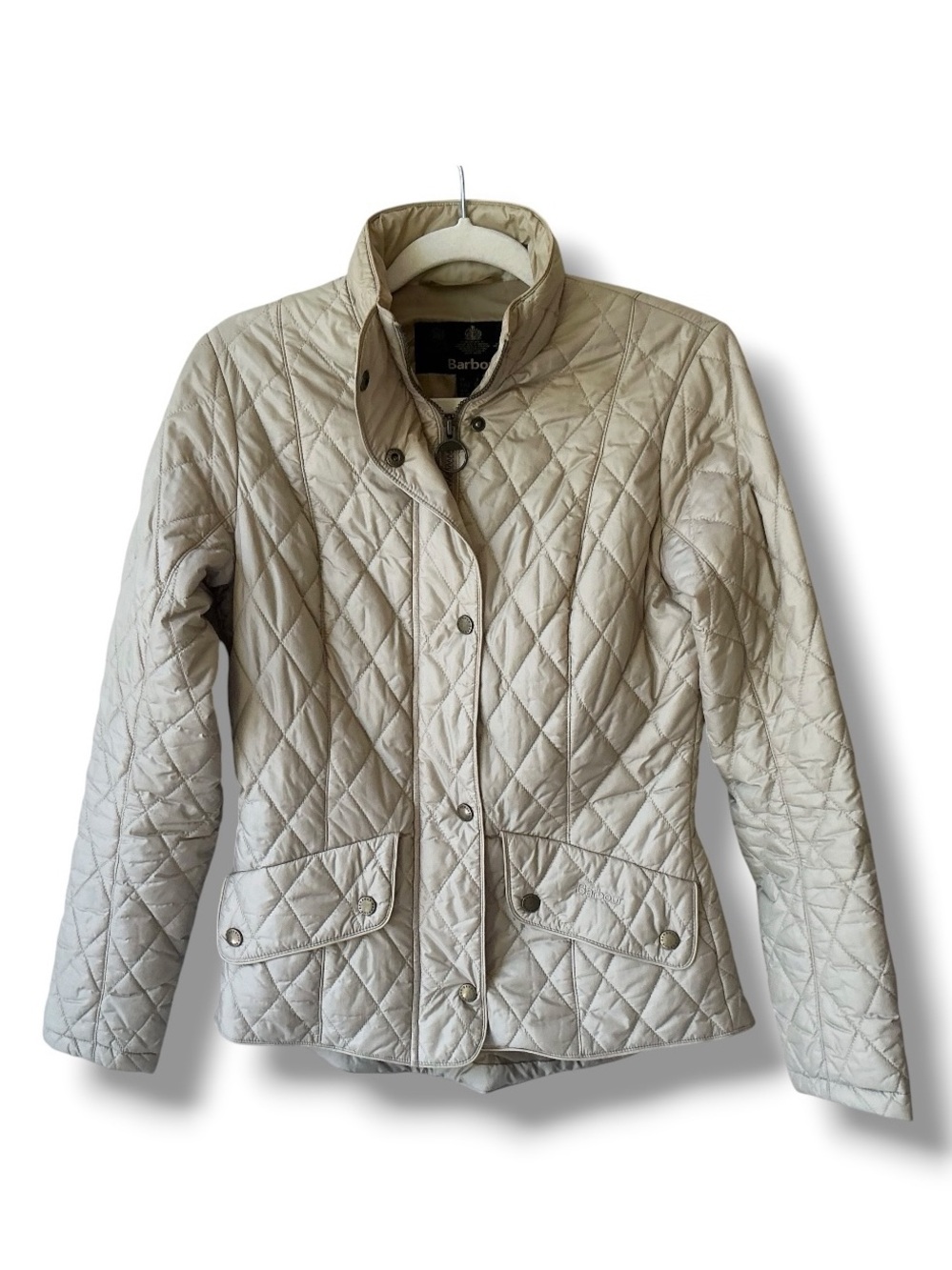 Barbour Flyweight Quilted Cavalry Jacket in Dark Stone Size 4 - Picture 2 of 11